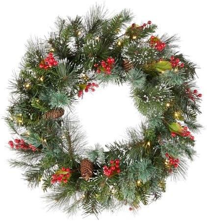 Charming Pre-Lit Christmas Decor: Wreaths and Teardrop Picks