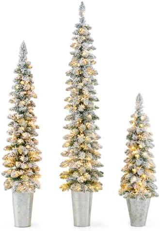 Transform Your Holidays with Goplus Snow Flocked Trees